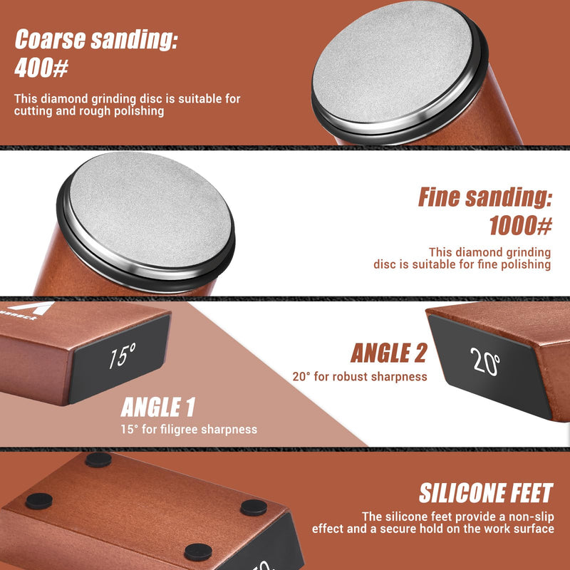 Rolling Knife Sharpener Tool for Kitchen Knifes.Industrial diamond grinding discs,Knife Sharpener Support 15° & 20° Magnetic Angles.Afilador De Cuchillos