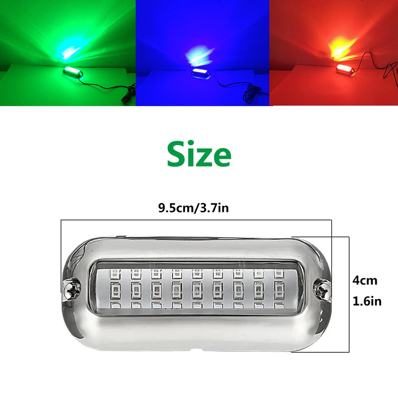 2Pcs 27 LEDs Green Marine Boat Lights,IP68 Waterproof Underwater Boat Trailer Light Pontoon Boat Transom Lights Stern Navigation Light Boat Interior Deck Lights 10-30V DC