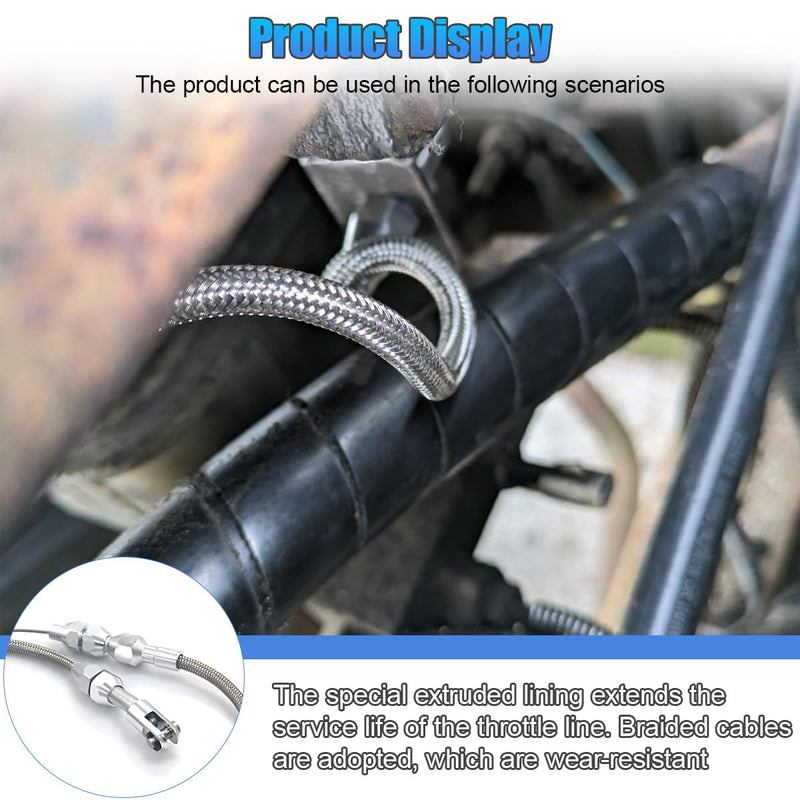 36" Car Braided Throttle Cable Kit with Gloves, Adjustable Stainless Steel Fuel Line Gas Cable Kit with Aluminum Fitting & Ferrule, Universal Throttle Cables Replacement Set (36 Inch) 36 Inch