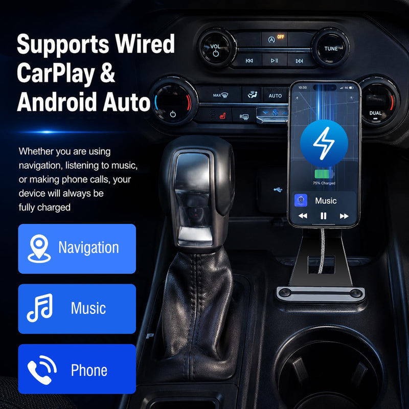 Wireless Charger Phone Mount Fit for Ford Bronco 2021-2026 | 360° Adjustable Magnetic Phone Holder, with Magnetic Ring, Fit for Any Magnetic Charging Mobile Phone