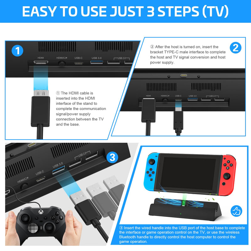 KEKUCULL TV Docking Station for Switch,Docking Station with 4K 1080P HD and USB 3.0 Port,Replacement for Official Switch Dock(Not for Switch2 and Not Included Cable)