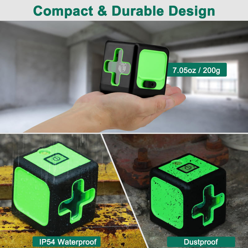 100Ft Self-Leveling Laser Level, 4 Brightness Adjustment, Manual/Self-Leveling Mode, Cross Line Laser Level for Picture Hanging, Tiling, DIY & Construction, Magnetic Bracket + Battery Included