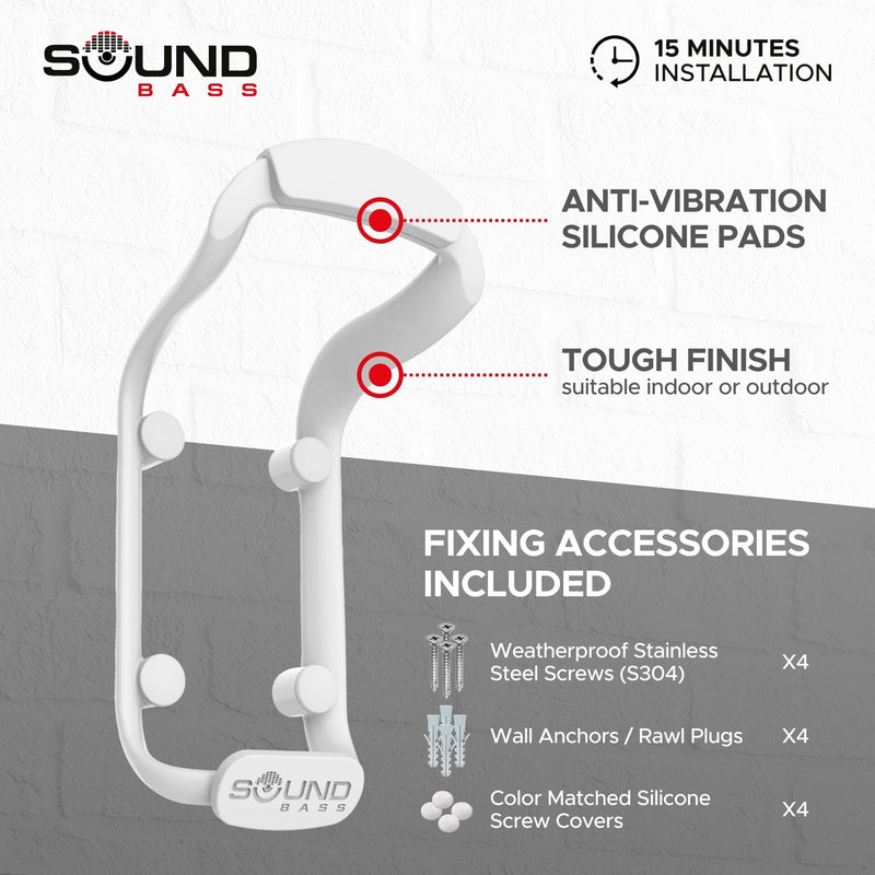 Sound Bass Move Speaker Wall Mount Bracket, Weatherproof, Compatible with Sonos Move & Move 2, Including Mounting Accessories (Move 2 - White) Move 2 - White