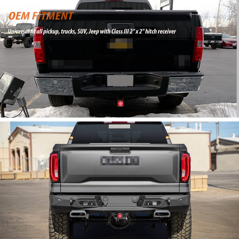 Adiil 2''Size 15-LED Brake Light Trailer Hitch Cover Fit Towing & Hauling，Red Lens Tow Hitch Driving & Brake Lamp Red Lens Red Light