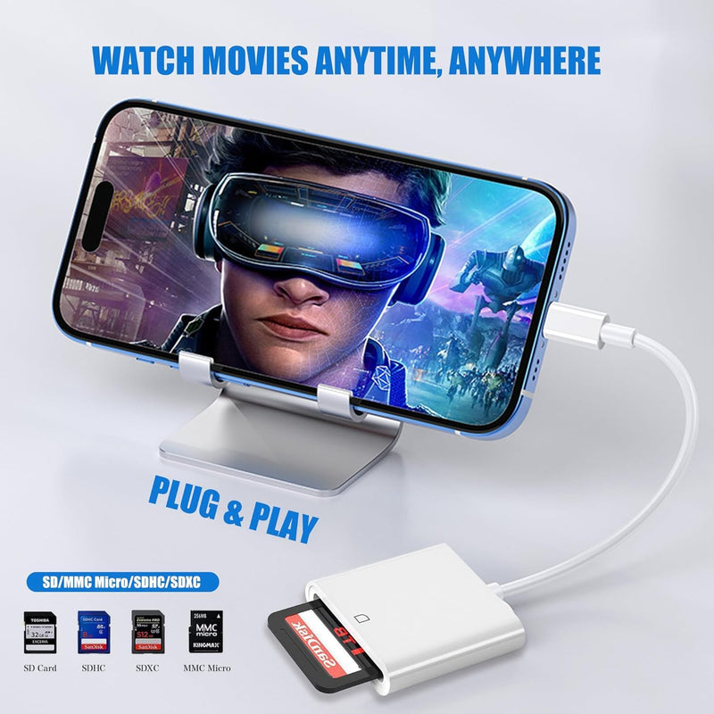 USB C SD Memory Card Reader, Type C Camera Adapter Trail Viewer for iPhone15/ iPad MacBook/Air/Pro iMac/Samsung Galaxy Android One Solt
