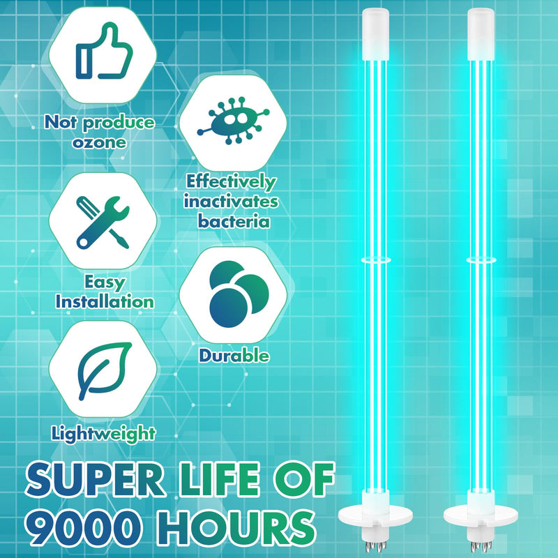 Qualirey 2 Pcs 14" UV Light Replacement Bulb 4 Pin Base 254NM 18W UV Lamp for AC HVAC