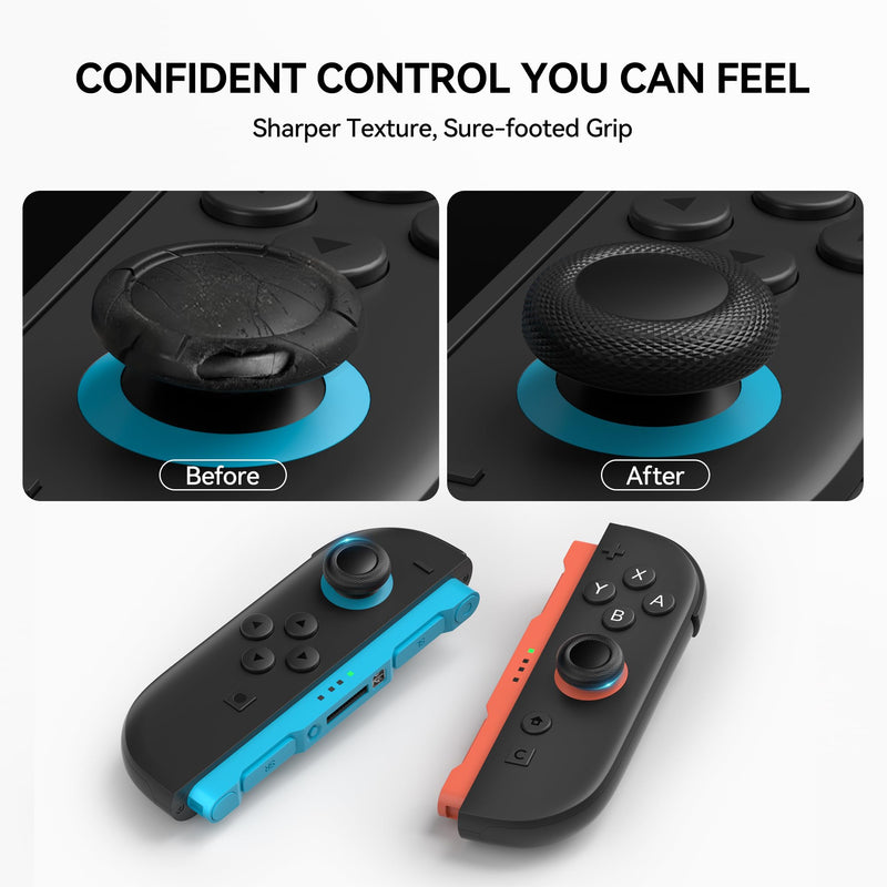 NEWDERY Joystick Replacement Caps Thumb Grips for Nintendo Switch 2 | 10PCS, for Nintendo Switch 2 Joy-Con, Anti Slip, Diamond Texture, TPU Grip Caps, Joystick Covers, Repair Kit Accessories