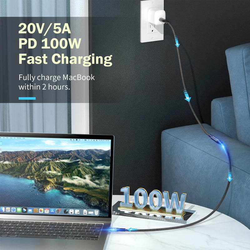 USB C Thunderbolt 4 Extension Cable, 40Gbps Transfer / 8K Display / 100W Charging Compatible with Thunderbolt 4/3, USB4/3, Type C, for Mac MacBook Pro, External SSD eGPU Extender m/f 2.6 ft Extension Cable 2.6ft Male to Female