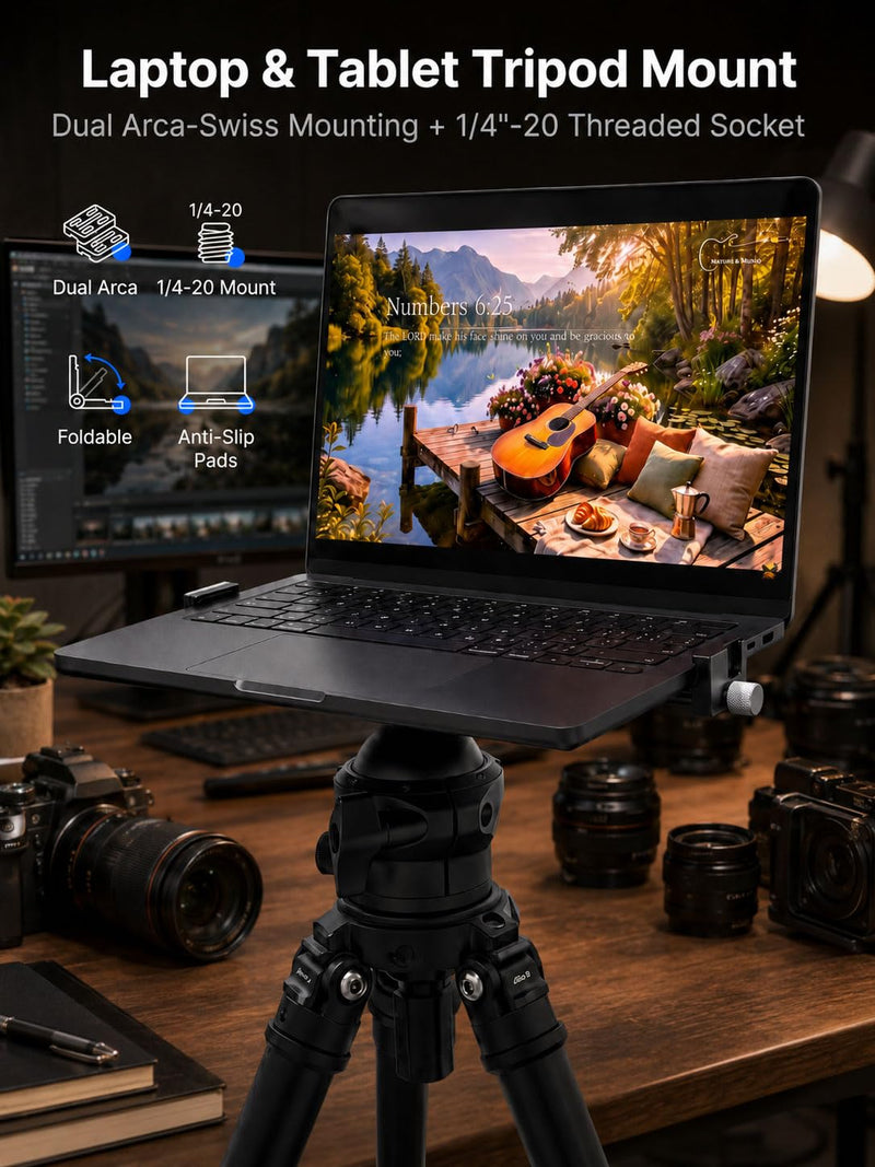 LM-01 Arca Swiss Laptop Tripod Mount | Foldable Aluminum, For MacBook Pro & iPad, Portable Clamp, 1/4" Screw Mount, For Photography, Video & Tethering