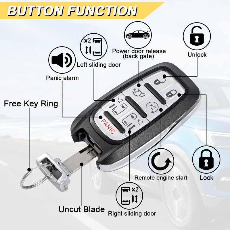 Vurkcy Key Fob Replacement for 2017-2021 Chrysler Pacifica/Voyager Car Keyless Entry Remote Control, M3N-97395900 68217832, 7 Btn