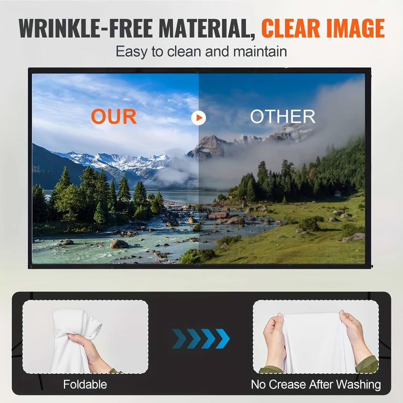 Multi-Size 60/84/100/120 Inch 4K Projector Display Screen, Portable Fold Washable Wrinkle Resistant Wall Screen for Home Theater & Business Presentation (100inch) 100inch