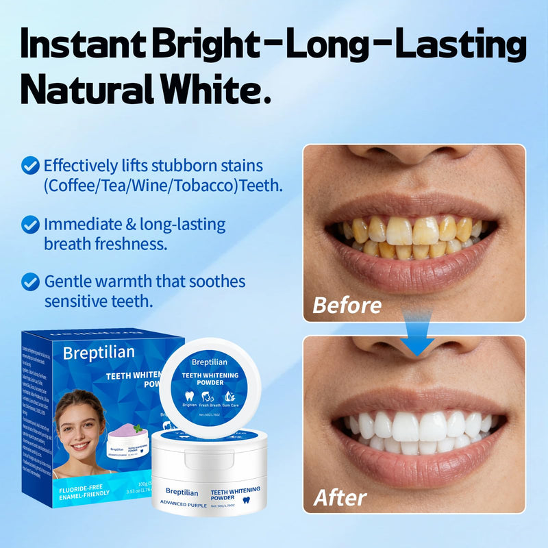 Teeth Whitening Powder with Baking Soda & Calcium Carbonate - Removes Coffee, Tea, Wine & Tobacco Stains, Freshens Breath & Whitens - Peppermint -2 x 50g-SS01 1.76 Ounce (Pack of 2)
