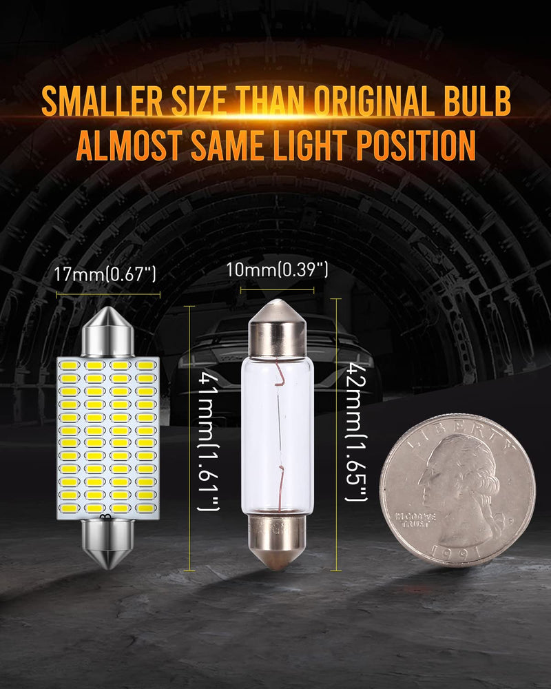 LUYED 569 578 LED Bulbs Xenon White 570 Lumens Super Bright 3014 48-EX Chipsets211-2 212-2 LED Bulbs Used for Car Interior Map Dome Lights,Pack of 2 41mm/578