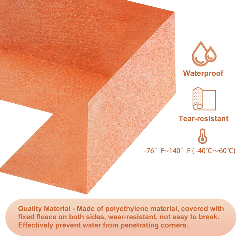 uxcell 8pcs Inside Waterproofing Corner Shower Seamless Corner Cover, Outside Polyethylene Seamless Corner for Bathtub and Steam Room, Orange (Inside+Outside)
