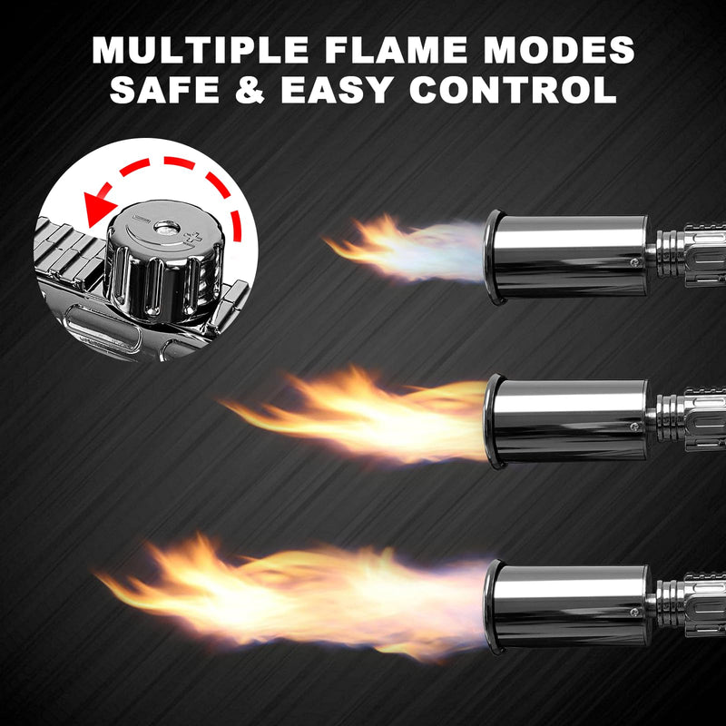 Powerful Propane Torch Gun, Adjustable Flame Kitchen Blow Torch for Cooking, Searing Steak, BBQ, Campfire, Charcoal Lighter (Tank Not Included) Grey