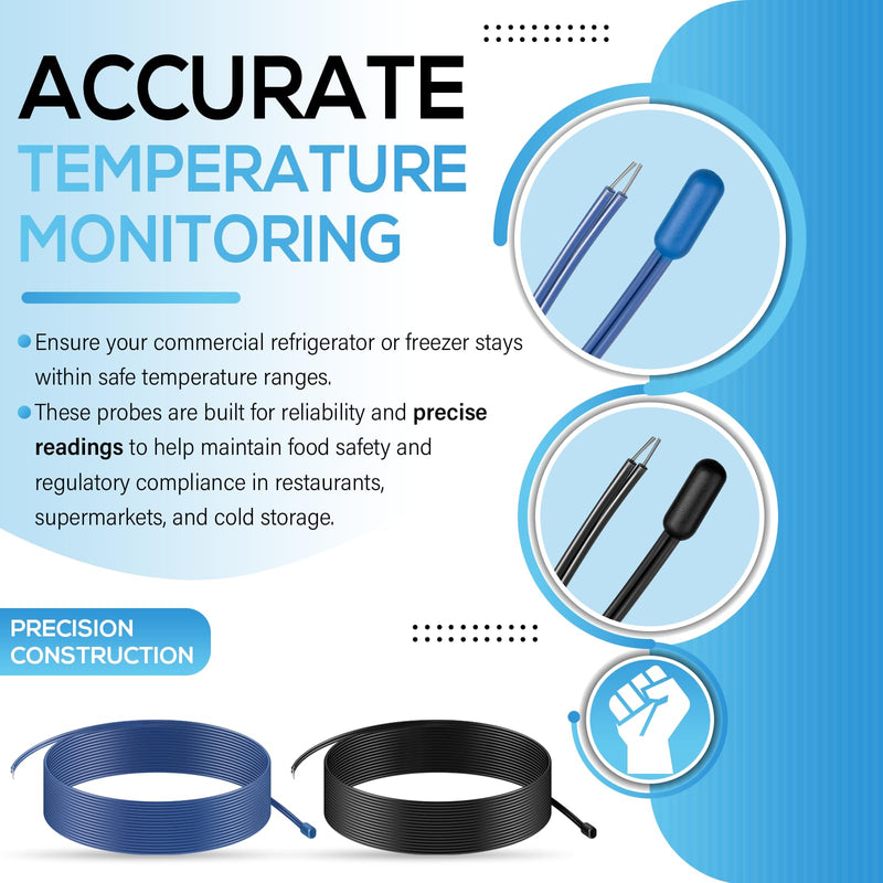 119" Temperature Probe Sensors (Black and Blue) Fit for Dixell, Carel, for Commercial Refrigerators and Freezers (2 PCS)