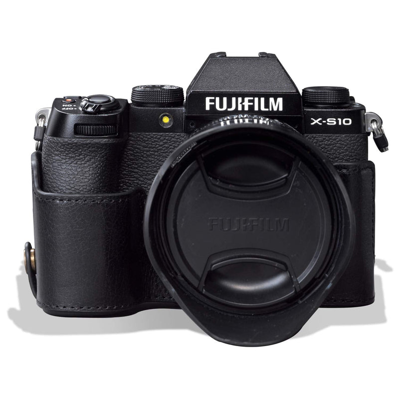 MegaGear MG1959 Ever Ready Genuine Leather Camera Case Compatible with Fujifilm X-S10 - Black