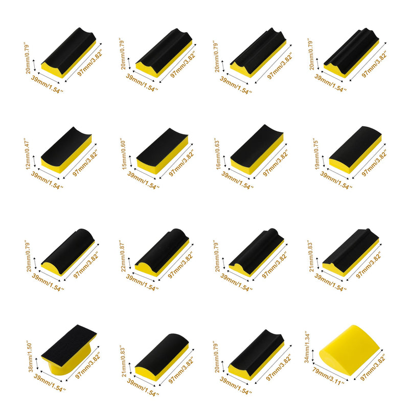 56 PCS Hand Sanding Block Set Include 16 PCS Contoured Profile Sander Block and 40 Sheet Sandpaper Interchangeable Assorted Convex & Concave Shapes Used for Woodworking Furniture, Auto Paint 16 PCS Block + 40 PCS Sandpaper