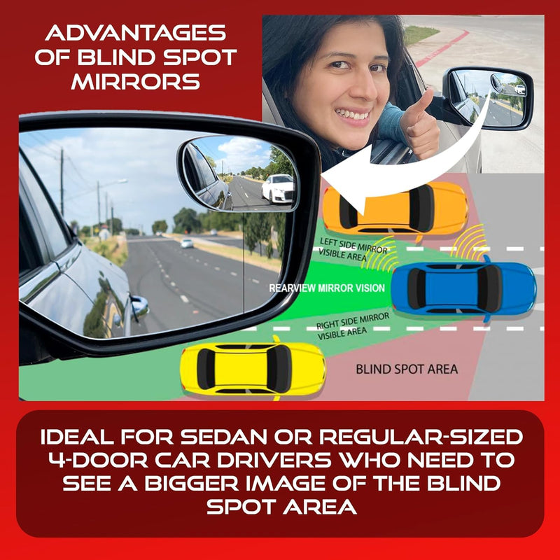 Blind Spot Mirror Fits All Car Side Mirrors - Patented Stainless Steel Mirrors with Bigger Viewing Image - Less Fogging - Less Sun Reflection by Utopicar Car Accessories
