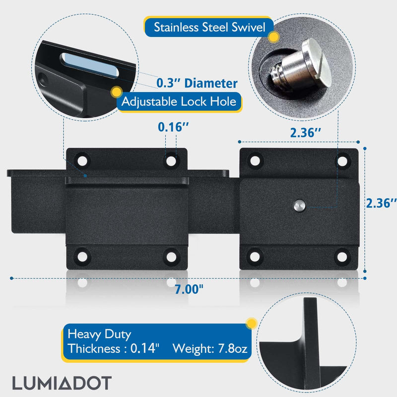 Flip Gate Latch Lock with Padlock Hole 3Pack, 3.5mm Heavy Duty Aluminum Alloy Adjustable Door Latch for Sliding Swing Open Gate, Outdoor, Wooden Fence, Barn, Shed, Garage, Yard 3 Pack