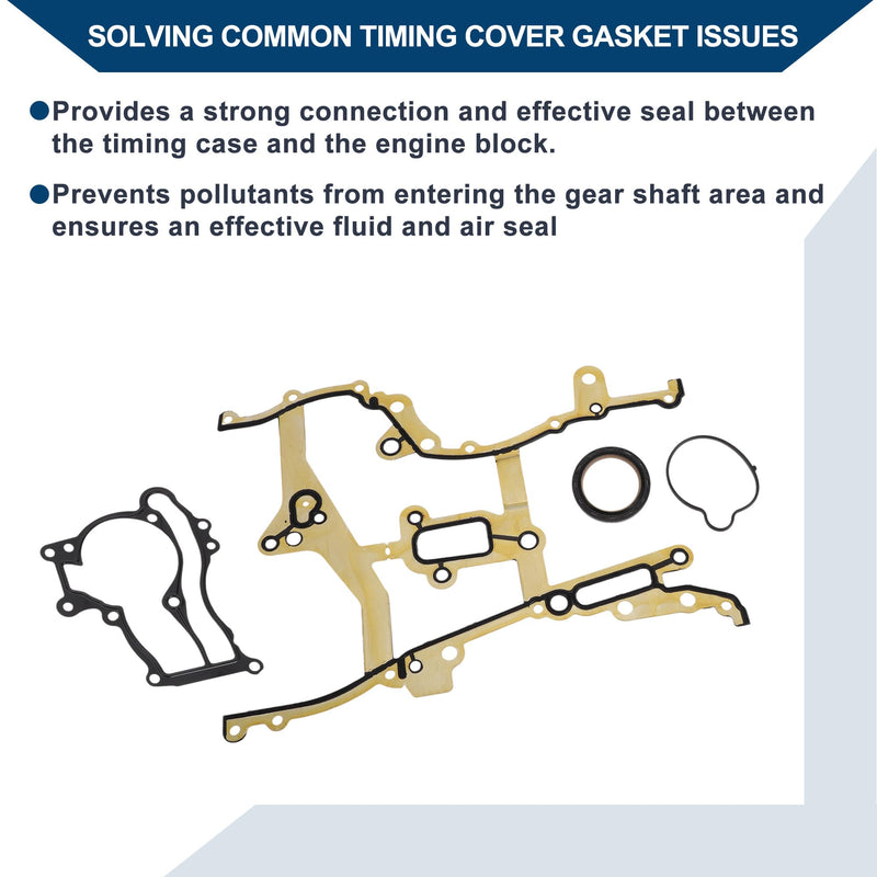 Engine Timing Cover Gasket Set TCS46156 for Chevrolet Cruze 2011-2015 Chain Case Cover Gasket Long-lasting Sealing Rubber,Metal 1 Set Yellow,Black