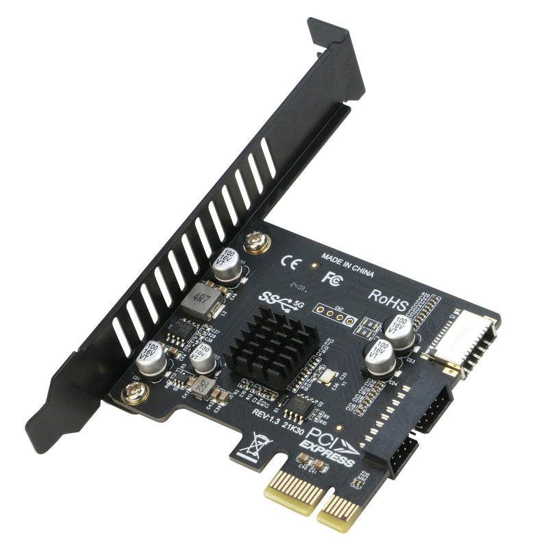 PCIe to 20Pin + Type-E Internal Card, RIITOP PCI-e x1 to (19+1) Pin USB 3.0 Socket and USB C Type-e (A Key) Front Panel Header Expainsion Adapter 5Gbps