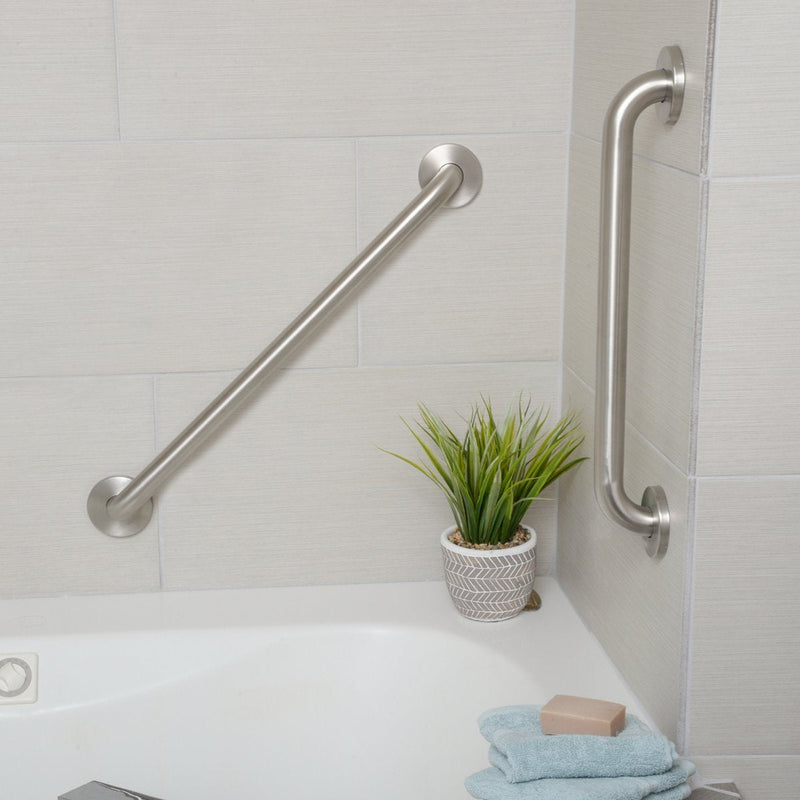 Amazon Basics Bathroom Safety Handicap Grab Bar, 16 Inch Length, 1.25 Inch Diameter, Sturdy Support, Holds up to 500LBs, ADA Compliant, Stainless Steel 1.25-Inch Diameter