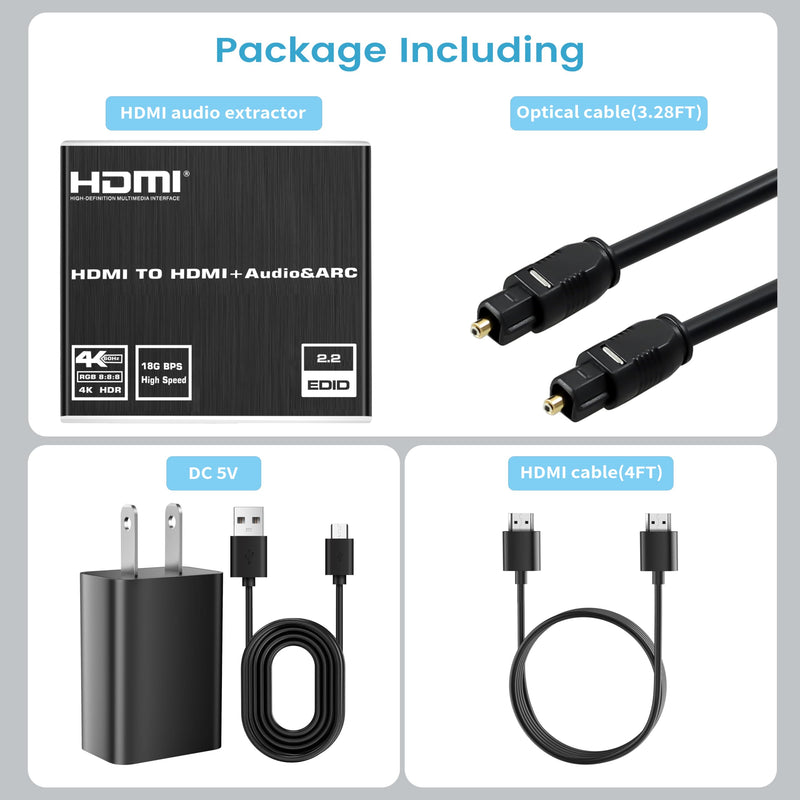HDMI ARC to Optical Audio Adapter, NEWCARE 4K@60Hz H DMI Audio Splitter Converter, HDMI to Optical Toslink SPDIF+3.5mm Jack AUX Audio Out, Metal HDMI Audio Extractor Support Blue-Ray Play Soundbar