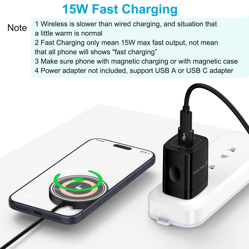 for Google Pixel 10 Pro XL, Magnetic Wireless Phone Charger Magsafe Pad | for Pixel 10a, 10, 10 Pro, 10 Pro Fold, 9a, 9, 9 Pro, 9 Pro XL, 8, 8 Pro, 7, 7 Pro, 6, Buds Pro 2, 4FT Wire Less Charging Mat Black