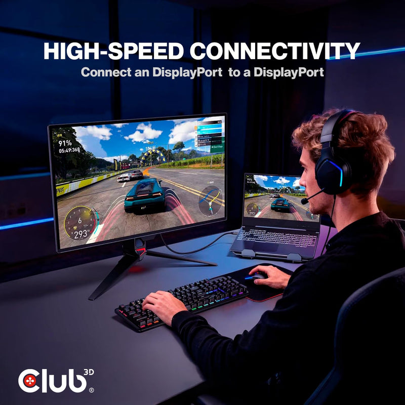 Club 3D DisplayPort 2.1 Cable 8K@240Hz 4K@720Hz – VESA DP80 Certified 80Gbps, HDR10+ Gaming Monitor Cable for RTX 4090/RX 7900 – 6.6ft/2m HDCP 2.3 CAC-1094 200 cm
