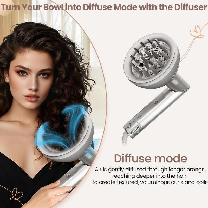 Upgraded Large Round Volumizing Brush and Wave Curl Diffuser Attachment compatible with Shark FlexStyle HD400 Series