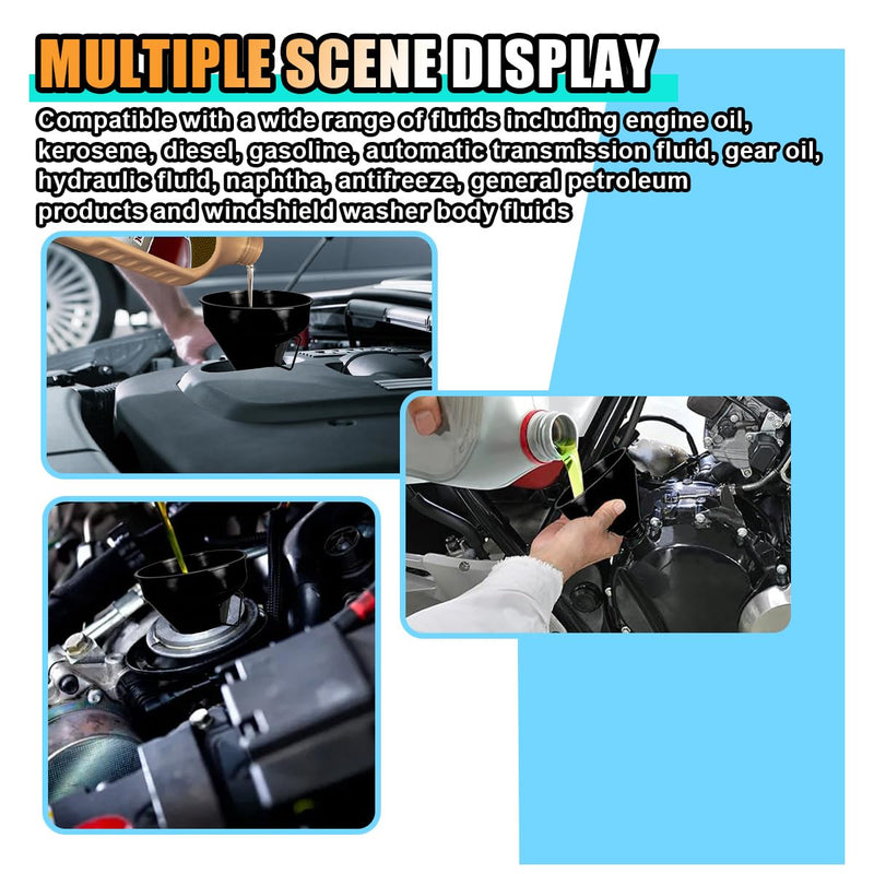 Wide Mouth Oil Funnel with Handle, Automotive Flex Funnel with Flexible Spout Extension Nozzle Hose Mesh Screen Filter for Cars Motorcycles Engine Oil, Liquid, Diesel, Kerosene, Gasoline 1 Black