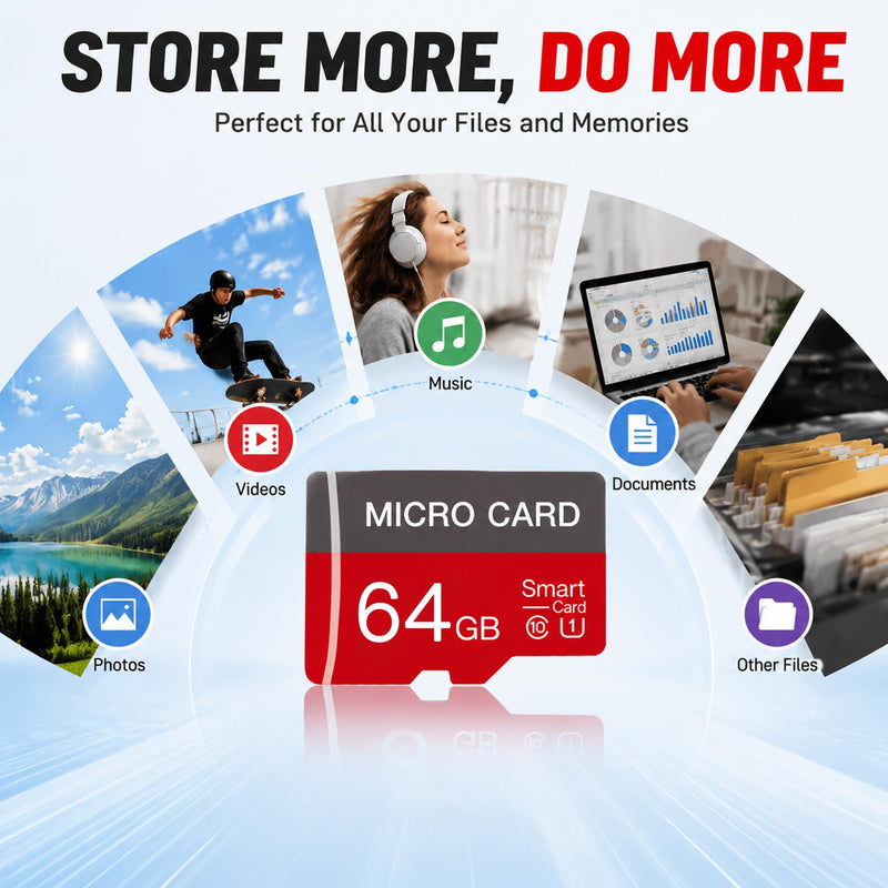 2 Pack 64GB Micro SD Card Class10 Memory Card U3 TF Card with Adapter for Smartphones, Tablets, and Cameras