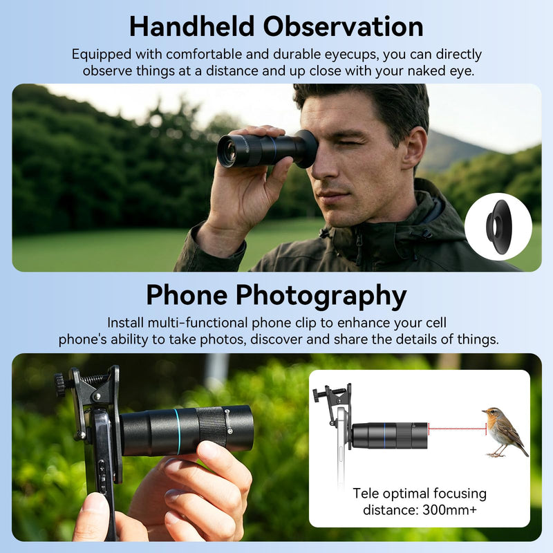 6X Telephoto Lens for Smartphone, HD Phone Camera Lens Kit with Universal Clip, Phone Lens Attachment for iPhone, Samsung and Android Phones, Wildlife, Sports, Concerts and Travel