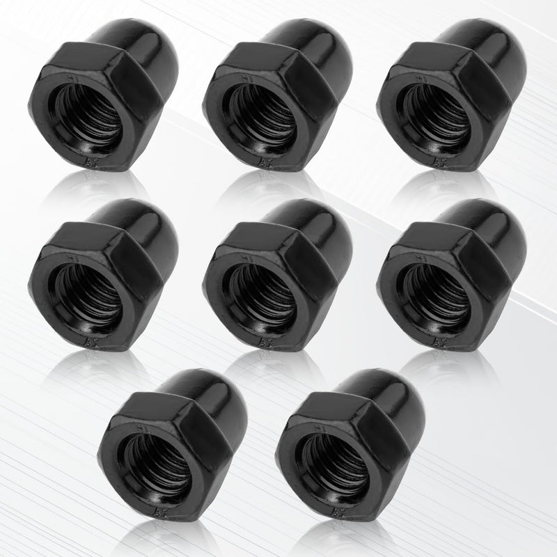 8pcs License Plate Retainer Nuts for Volvo V60/ V90/ S40/ S90/ S60/ XC90, Tall Dome License Plate Screw Caps Stainless Steel, Screws onto Existing Studs (Black) Black