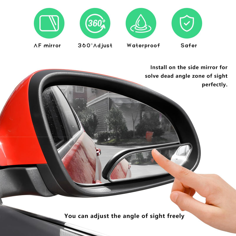 2PCS Blind Spot Car Mirror, Rectangular HD Glass Wide Angle Rearview Mirror with Adjustable Stick, Long Framed ABS Housing Convex Side Rear View Mirror for Car SUV Truck