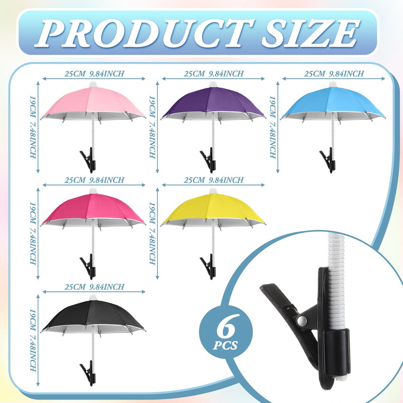 Flutesan 6 Sets Phone Umbrella for Sun Phone Umbrella Cell UV Protection Anti Glare Sun Shade Adjustable Sunshade with Hand Style Suction Cup Outdoor Shield Sunshade for Summer beach Vibrant Colors