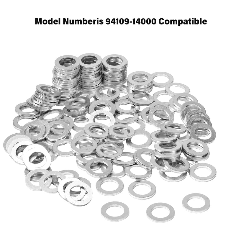 Mudder 100 Pieces Aluminum Engine Oil Crush Washers 14 mm Drain Plug Gaskets (Compatible with Honda OEM 94109-14000 Civic Part)