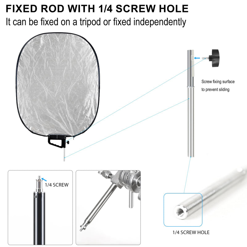 5 in 1 Photography Reflector 27x35inch (72x90cm) Collapsible Light Reflector with Handle & Connection Adapter,Portable Light Reflectors Diffuser Panel Photography Kit for Studio Video&Outdoor Lighting 72x90cm / 27x35inch