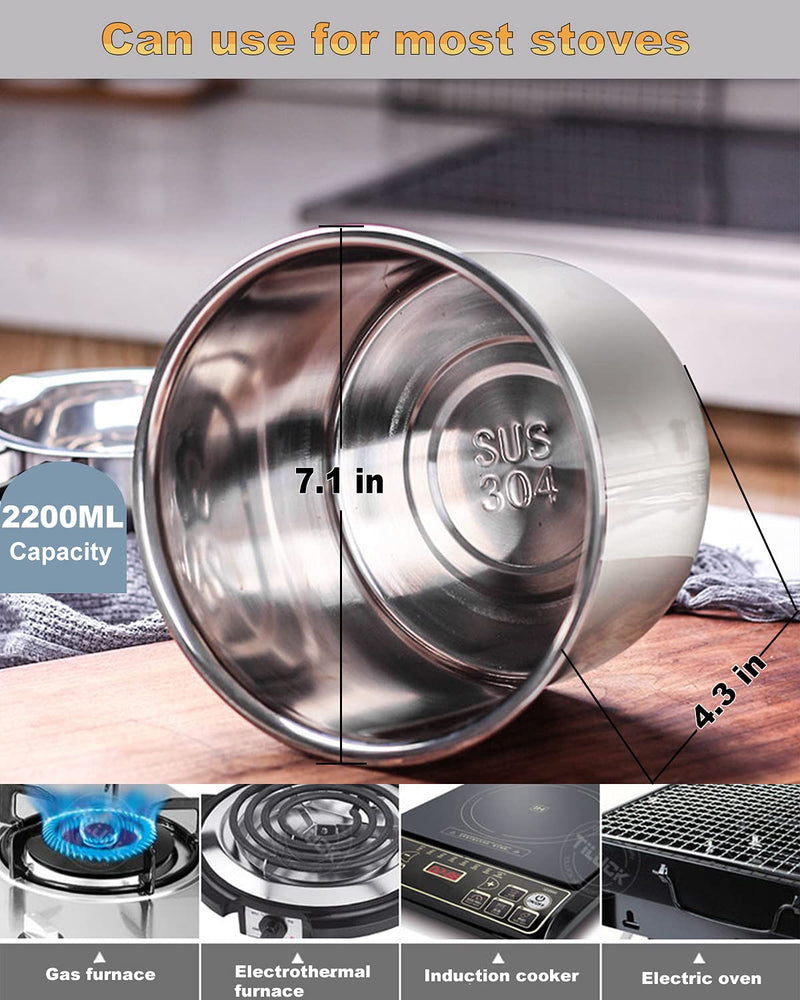 1000ML Double Boiler Pot with 2200ML Stainless Steel Pot and Silicone Spatula, Double Boiler Set for Melting Chocolate,Candy, Soap, Wax, Candle Making 2200 ML+1000ML Multicolor
