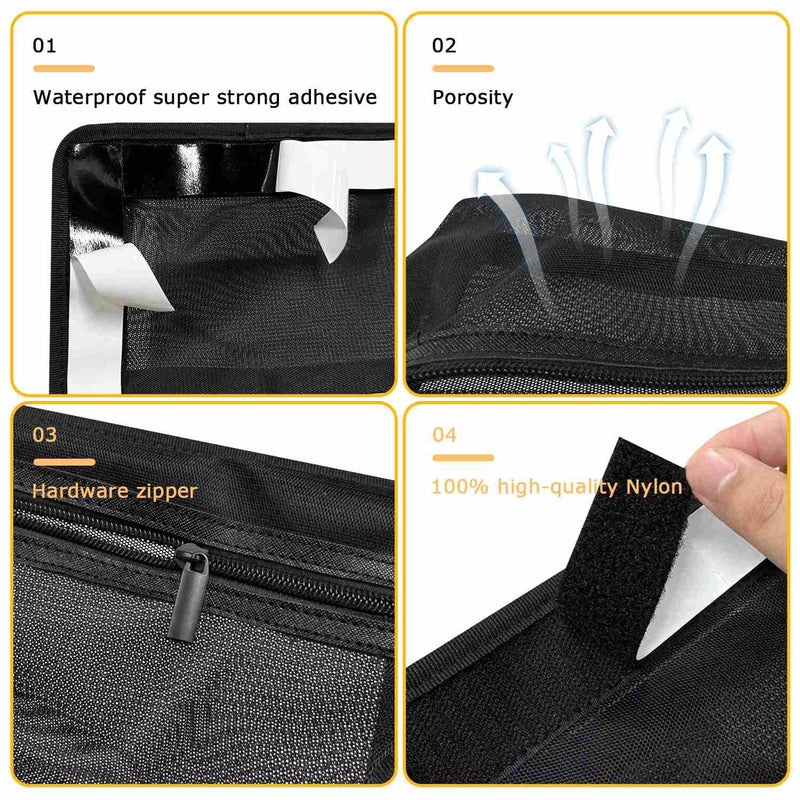 2PC Self-Adhesive Boat Organizer Mesh Bag (10"x7") – Dry Mount Pouch with Waterproof Adhesive Backing for Tools & Gear | Sticks Securely to Wet Surfaces, Easy Removal 2PC