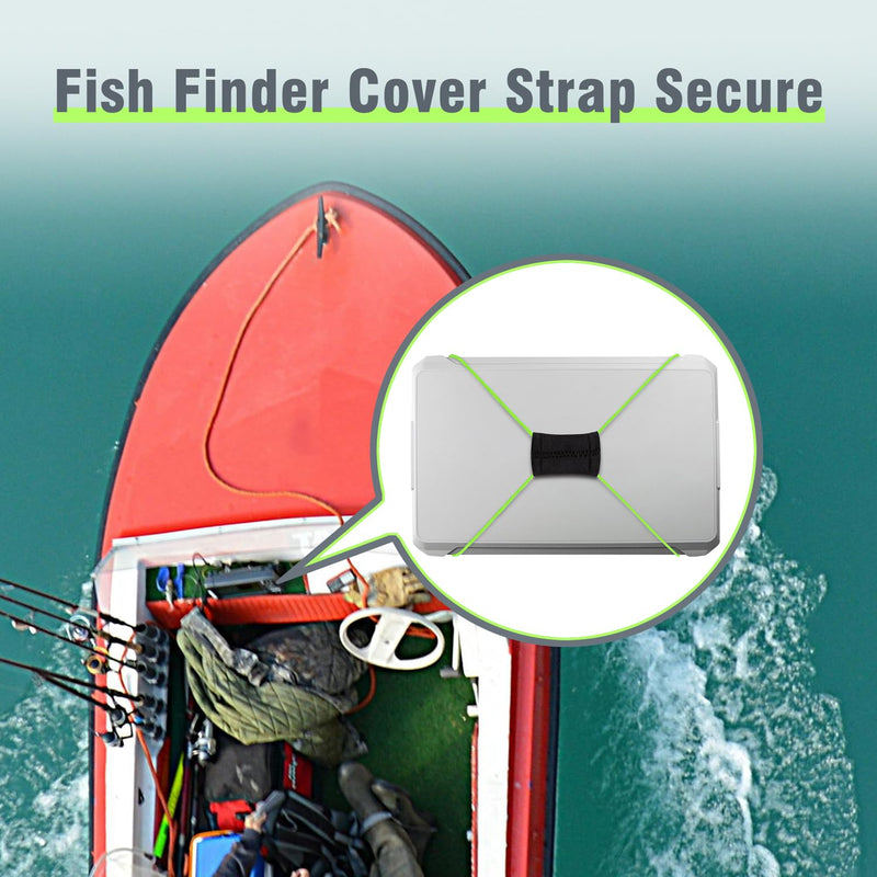 2 Pcs Fish Finder Cover Strap Secure Fishing Graph Cover Adjustable Bungee for Travel Green