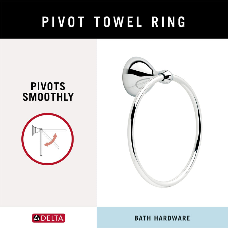 Delta Foundations (1-Pack) Hand Towel Holder Polished Chrome Towel Racks for Bathroom Wall Round Towel Ring Holder for Bath Towel Hanger for Kitchen, Bathroom Accessories FNDS46-PC No Size