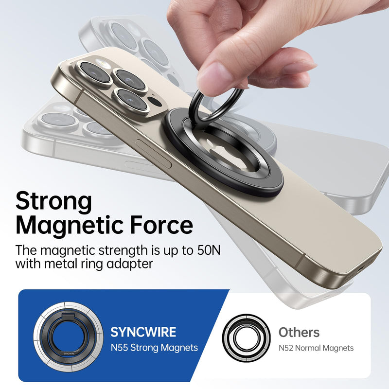 SYNCWIRE Dual-Sided Magnetic Phone Ring Holder Grip and Magnetic Car Phone Mount