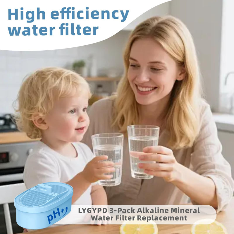 3-Pack Alkaline Water Filter Replacement for Waterdrop Pitcher | Alkaline water filter replacement (3 pack). Increases pH & reduces chlorine/PFAS. Fits Waterdrop WD-PF-AL system.