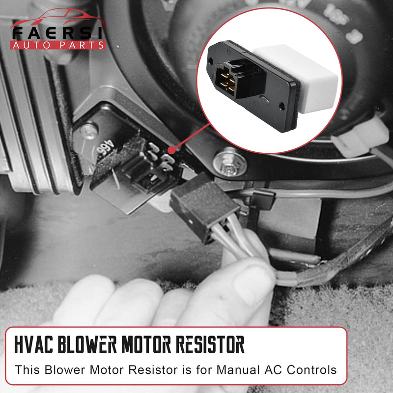 FAERSI HVAC Fan Blower Motor Resistor Replacement for 1994-2008 Dodge Ram 1500 2500 3500 Pickup,1993-1999 Grand Cherokee Replaces RU109 973020 4720278 68004241AA 6800459AA 5012212AA HVAC Fan Resistor