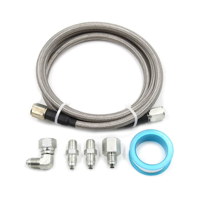 Steel Braided Turbo Oil Feed Line -4AN, Pressure Stainless Remote Turbocharger Sensor Teflon 4 AN Gauge Line Kit (36 inch) 36 Inch