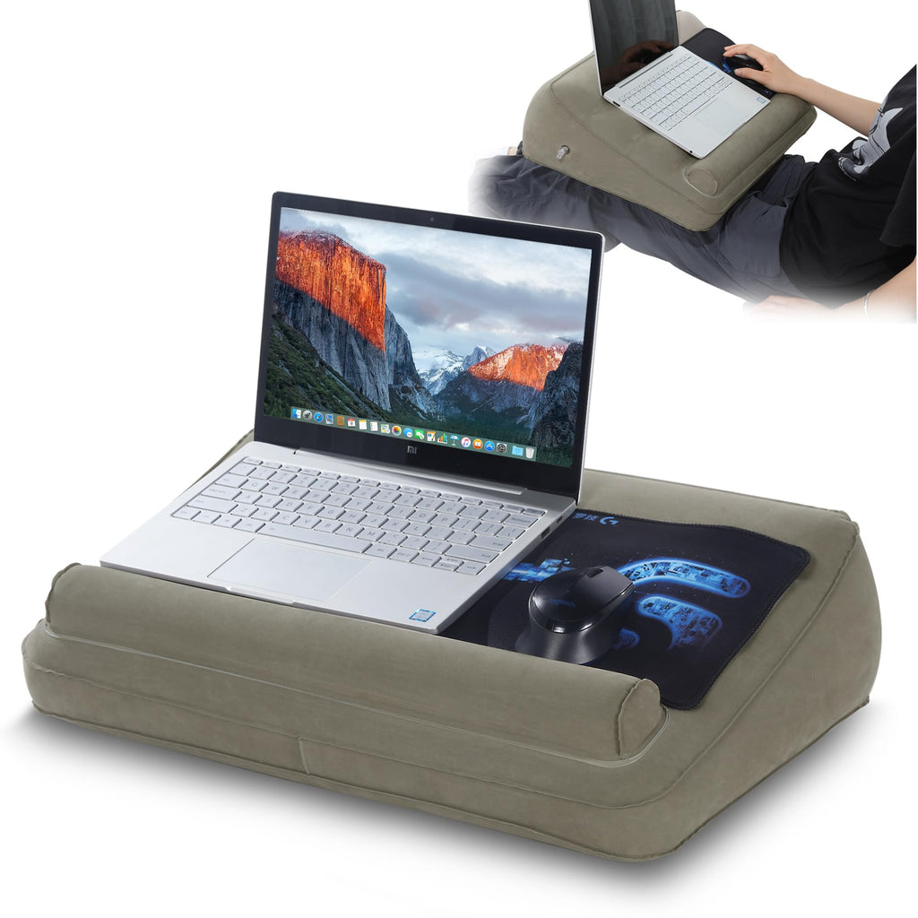 Portable Lap Laptop Desk,Soft Air Lap Desk Pillow with Anti-Slip Strip,Large Inflatable Travel Table Fits up to 15.6 inch Laptop for Reading,Gaming,Playing,Working in Bed Sofa Travel