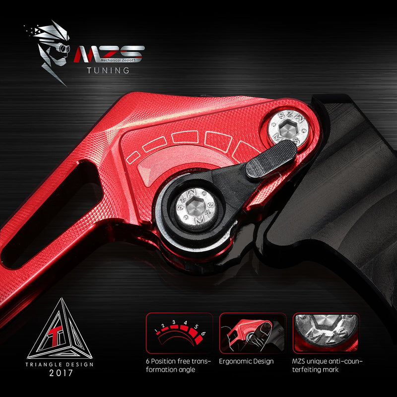 MZS Red Motorcycle Clutch Brake Levers Short Adjustable CNC Compatible with GROM MSX125 14-25 / CBR500R CB500F CB500X 13-21 / CB300R Monkey 18-24 / CBR300R CB300F 14-21 / CBR250R 11-15 GROM/CBR250R/CBR300R/CBR500R/CB500F
