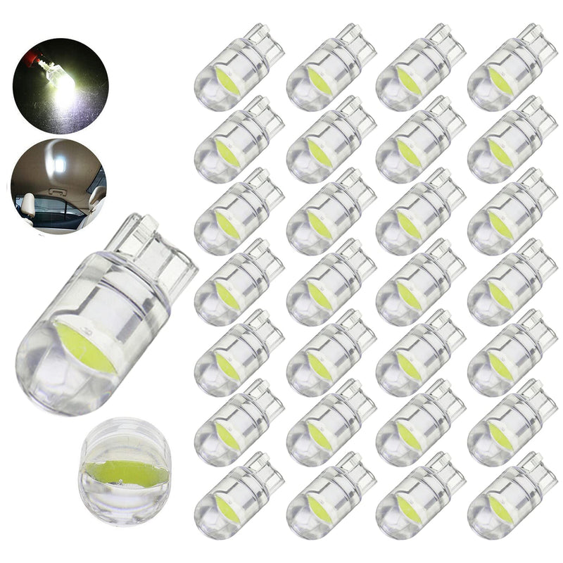 194 LED Light Bulb White 6000K Pack of 30, 168 2825 W5W T10 Wedge COB Bulbs Error Free for Car Dome Map Door Courtesy License Plate